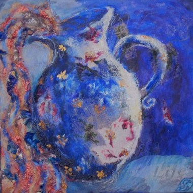 The Family Jug Sally Swain © original art acrylic, fabric, mixed media