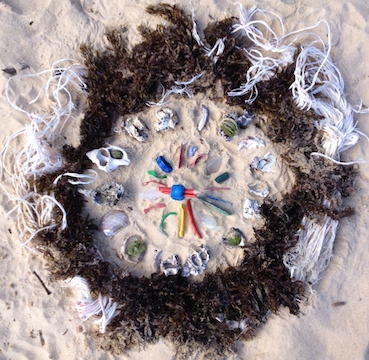 Beach Mandala found object sculpture