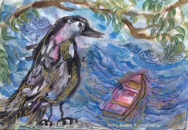 bird boat art watercolour