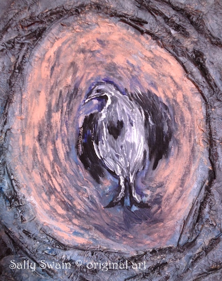 bird nest heart painting art Swain