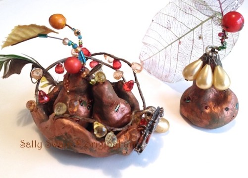 Pear-Shaped World 3 Sally Swain © original art 2017 vision I notice the pear nest starts to look like a boat