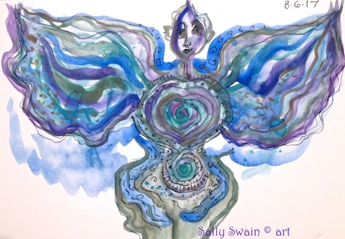 watercolour woman wings