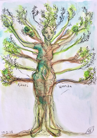 kauri woman watercolour