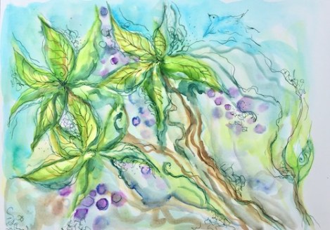 paint leaves berries